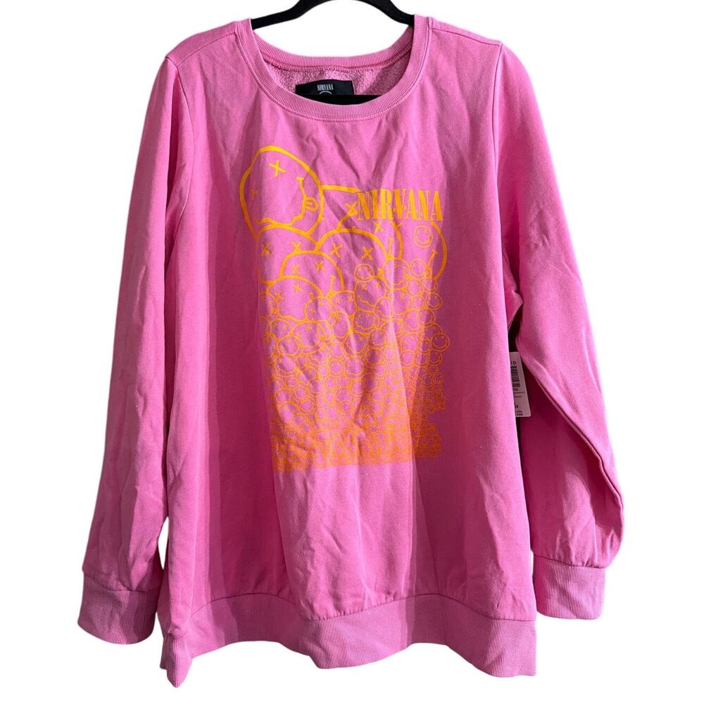 Torrid Women's Plus Size Pink Ombre Nirvana Fleece Crew Sweatshirt Size 2 2X New - Picture 2 of 7